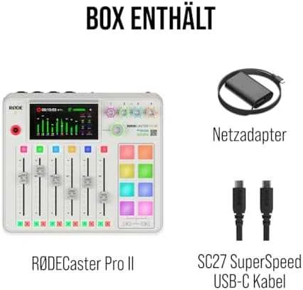 Raudonas RODECaster Pro II Baltas - podcast'ų gamybos studija, baltas