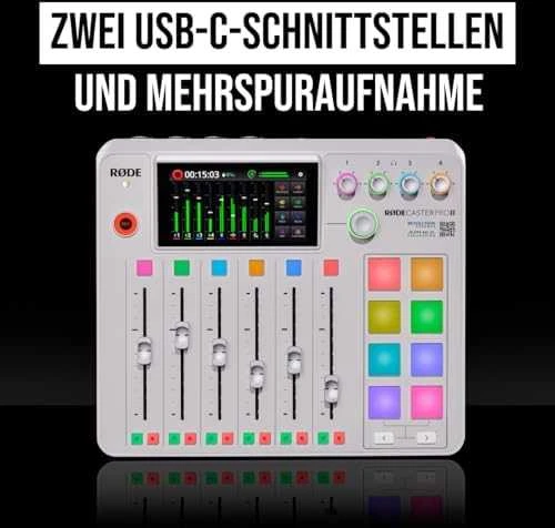 Raudonas RODECaster Pro II Baltas - podcast'ų gamybos studija, baltas