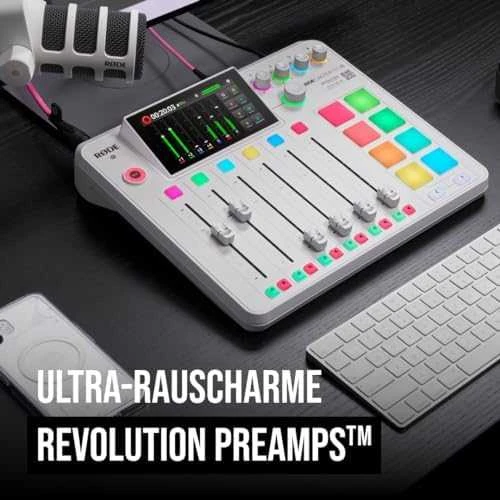 Raudonas RODECaster Pro II Baltas - podcast'ų gamybos studija, baltas