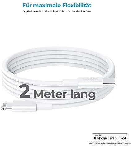 Kabelis USB Realpower USB-C - Lightning 2 m Baltas (385242)