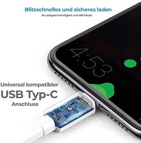 Realpower RealPower Lade/Datenkabel USB-C auf USB-C 2m baltas 3A