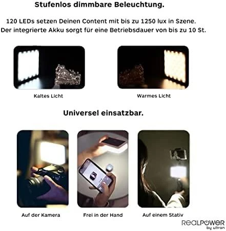 Dėklas Realpower RealPower Videoleuchte Lights On Video studijos lempa