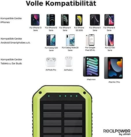 RealPower Powerbank PB-10000 Solar juodas 10.000mAh