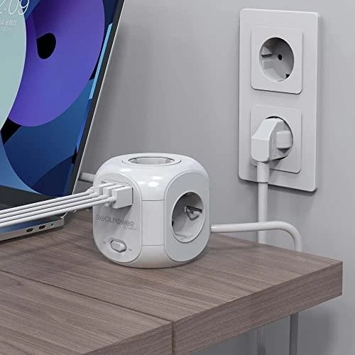RealPower lizdo kubas PowerBox 431 + 3xUSB-A / 1xUSB-C