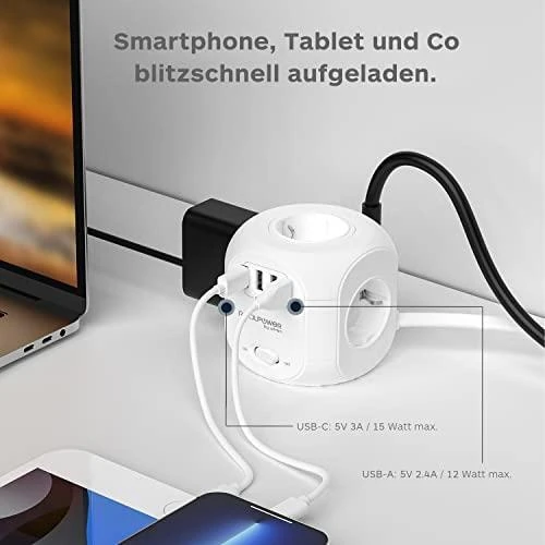 RealPower lizdo kubas PowerBox 431 + 3xUSB-A / 1xUSB-C