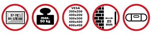 Laikiklis REFLECTA PLANO Flat 70-6040 37-70inch max apkrova 50kg juodas atstumas iki sienos 25mm