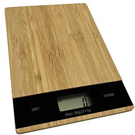 Excellent Houseware Virtuvinės svarstyklės elektroniczna płaska bambusowa 5kg