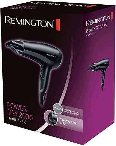 Remington Power Dry 2000 Plaukų džiovintuvas D3010 Ionic function, 2000 W, Juodas