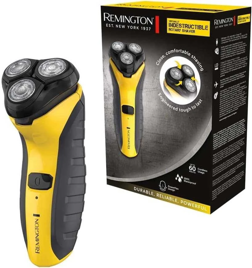 Barzdaskutė Remington | Rotary Shaver | PR1855 Virtually Indestructible | Cordless | Geltona/Juodas