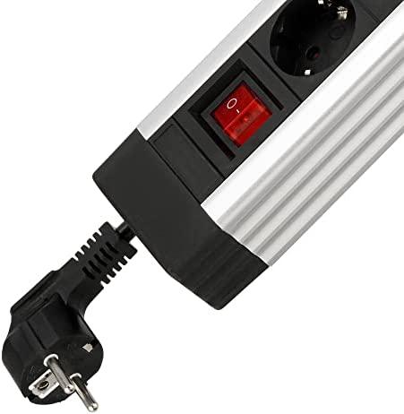 REV REV Outlet Strip plėstuvas 6 angų 2,4 m Supraline su jungikliu sidabrinis