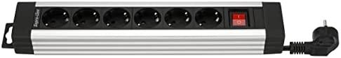 REV REV Outlet Strip plėstuvas 6 angų 2,4 m Supraline su jungikliu sidabrinis