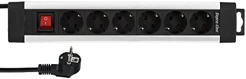 REV REV Outlet Strip plėstuvas 6 angų 2,4 m Supraline su jungikliu sidabrinis