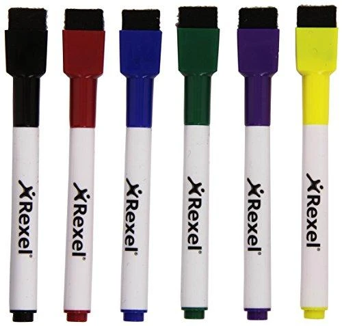 Rexel Baltos lentos žymekliai NOBO Mini, su valikliu, 6 vnt., įv. spalvų