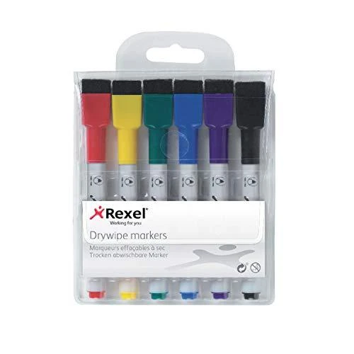 Rexel Baltos lentos žymekliai NOBO Mini, su valikliu, 6 vnt., įv. spalvų