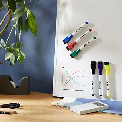 Rexel Baltos lentos žymekliai NOBO Mini, su valikliu, 6 vnt., įv. spalvų