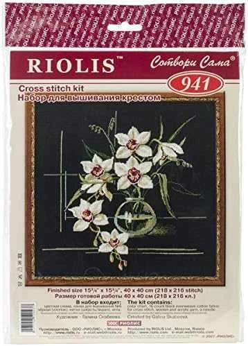 RIOLIS – Create It Yourself – Siuvinėjimo rinkinys „Baltos orchidėjos“ 941 (40x40 cm)