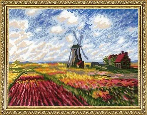 Tulpių laukas (pagal C. Monet paveikslą) - rinkinys siuvinėjimui iš RIOLIS Nr:1643