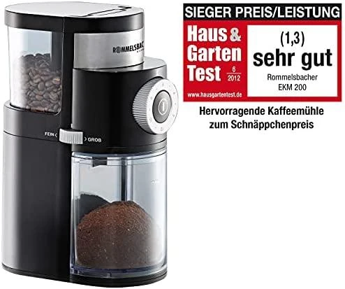 Kavamalė Rommelsbacher kavos malūnėlis su diskiniu malūnėliu EKM 200 Juodas, 110 W, 250 g