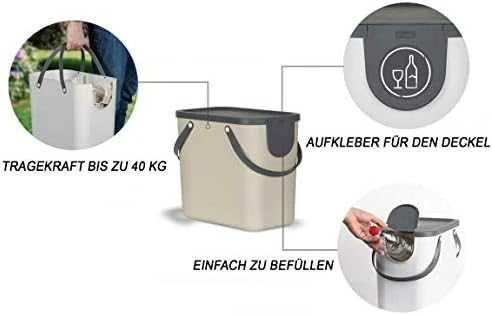 Atliekų Konteineris - ROTHO Albula 25L Technopolimeras su Pakabinimo Skylute Cappuccino