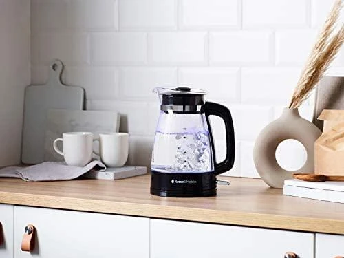 Russell Hobbs Virdulys stiklinis klasikinio dizaino su LED apšvietimu (1,7 l, 2400 W, greito virimo funkcija, optimizuotas stiklinis snapelis, nuimamas dangtis, l