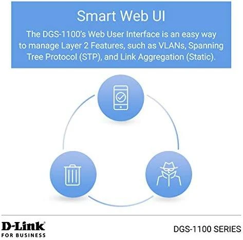 Šakotuvas D-Link DGS-1100-24V2 tinklo komutatorius Valdomas Gigabit Ethernet (10/100/1000) Juoda 1U