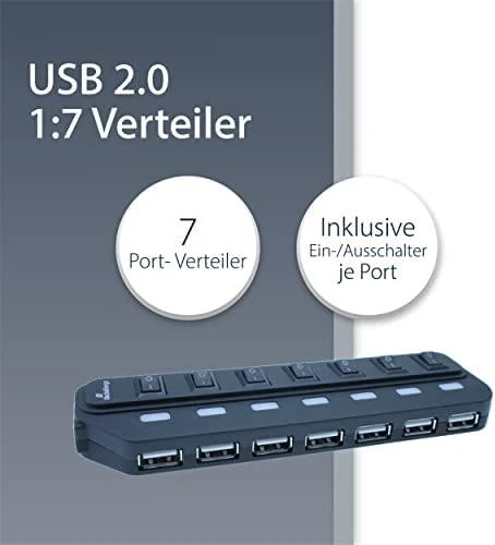 MediaRange 7 prievadų USB šakotuvas su jungikliais