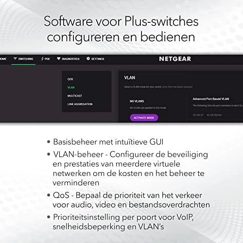Šakotuvas NETGEAR 16PT GE Plus jungiklis su POE+