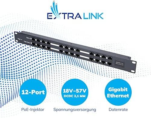 EXTRALINK 12 prievadų pasyvus PoE purkštukas / adapteris 10/100Mbps 12v ~ 48v DC stovas 19"