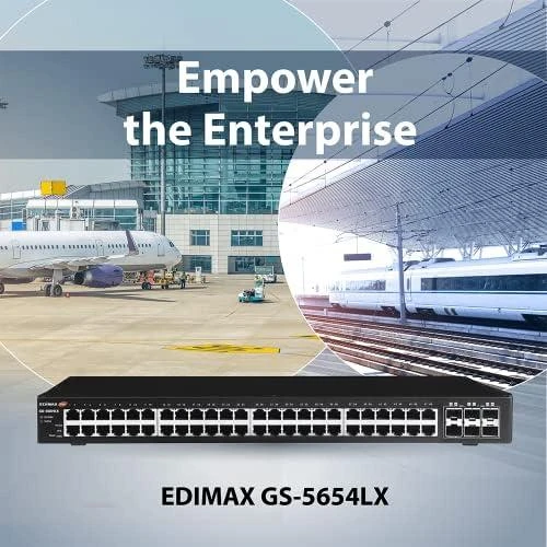Šakotuvas EDIMAX 54 prievadų Gigabit Web Smart jungiklis su 6 SFP+ 10G prievadais