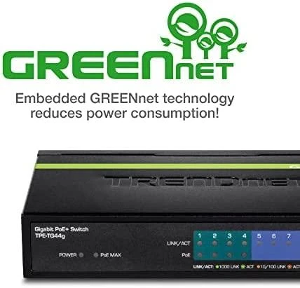 Šakotuvas TRENDnet Switch 8 Port Gbit PoE+ 61W Metall
