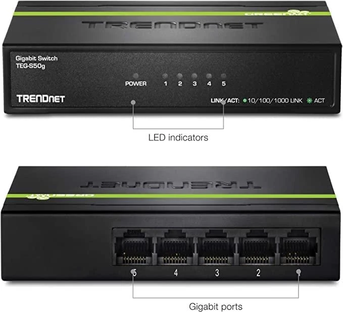 TRENDNET 5 prievadų Gigabit GREENnet jungiklis / metalinis dėklas