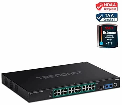 Šakotuvas TRENDnet 26-Port Industr. Gigabit L2 valdomas PoE+ stovo laikiklis