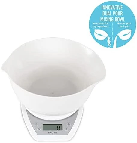 Virtuvinės svarstyklės Salter 1024 WHDR14EU16 Digital Kitchen Scale & Dual Pour Bowl - Baltas
