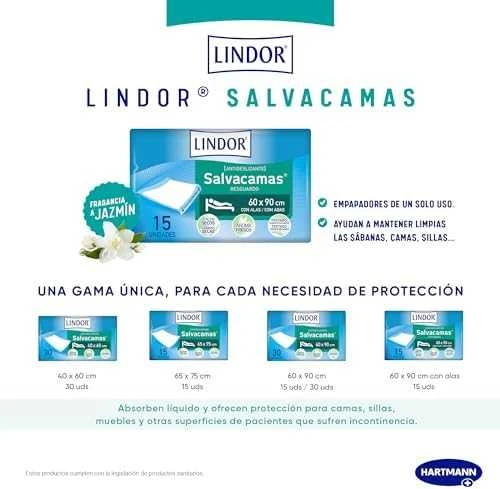 HARTMANN Lindor Bed Saving Soaker paklotas su užlenkiamais galais 60x180cm 15 vienetų