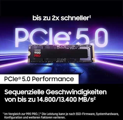 Samsung SSD | 9100 PRO | 8000 GB | Solid-state drive sąsaja PCIe 5.0 x4, NVMe 2.0 | Skaitymo greitis 14800 MB/s | Rašymo greitis 13400 MB/s