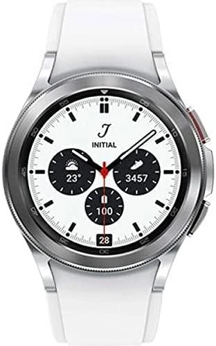 Išmanusis laikrodis Samsung Galaxy Watch 4 Classic LTE (46 mm), Sidabrinės spalvos korpusas su pilkos spalvos dirželiu