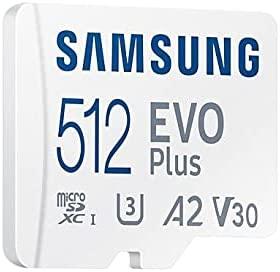 Atminties kortelė Samsung Micro SD Card EVO PLUS 512 GB Micro SDXC Flash atminties klasė 10 SD adapter/Baltos spalvos