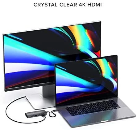 „Satechi Aliumini Adapteris V2 USB-C“ (USB-C, 3x USB-A, 4K HDMI, mikro / SD kortelių skaitytuvas, Ethernet) (pilka erdvė)