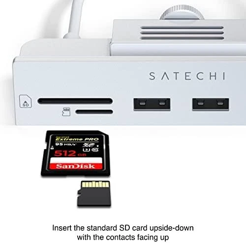 Adapteris HUB USB C Satechi for iMac M1 2021 24" and 27" Studio Ekranas 2022 ST-UCICHS sidabrinis