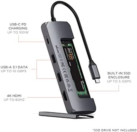 USB šakotuvas / SSD ek. Satechi USB-C 4K HDMI/2xUSB-A/1xUSB-C Kosminė pilka
