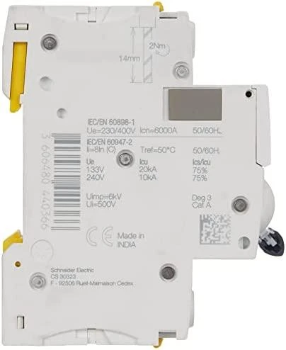 Schneider Electric grandinės pertraukiklis 1P C 16A 6kA AC iC60N - A9F04116