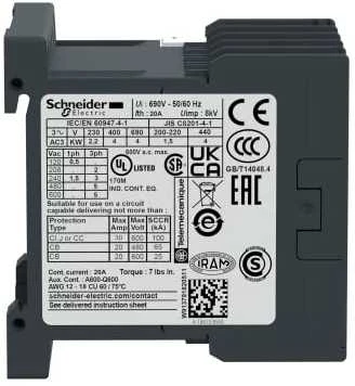 Schneider Electric Schneider maitinimo kontaktorius 9A 2NO 2C 24V DC (LP1K09008BD)