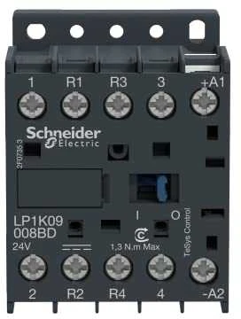Schneider Electric Schneider maitinimo kontaktorius 9A 2NO 2C 24V DC (LP1K09008BD)