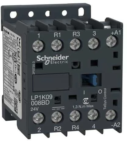 Schneider Electric Schneider maitinimo kontaktorius 9A 2NO 2C 24V DC (LP1K09008BD)