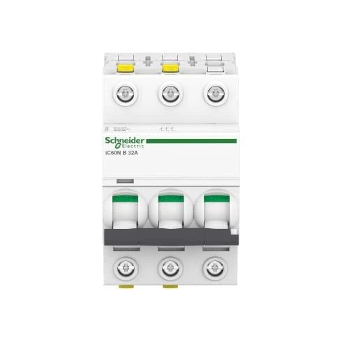 Schneider Electric miniatiūrinis grandinės pertraukiklis 3P B 32A 6kA AC iC60N - A9F03332