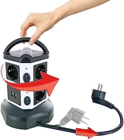 Schwaiger Steckdosentower 7 x Schuko + 2x USB 1,8m