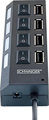 HUB USB Schwaiger Schwaiger USB Hub 4-fach 2.0A Buchse Passiv juodas