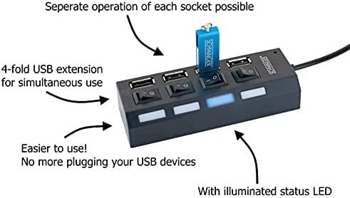 HUB USB Schwaiger Schwaiger USB Hub 4-fach 2.0A Buchse Passiv juodas