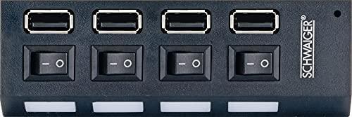 HUB USB Schwaiger Schwaiger USB Hub 4-fach 2.0A Buchse Passiv juodas