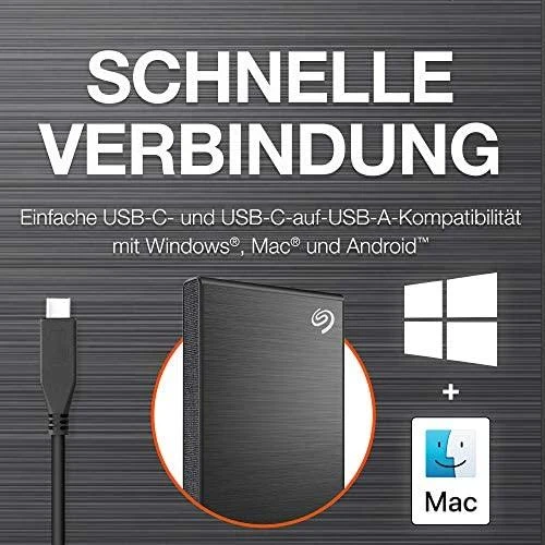 Kietasis diskas Seagate „One Touch STKG1000400“, 1 TB, USB C tipo, 3.2 kartos 1 (3.1 kartos 1), juodas